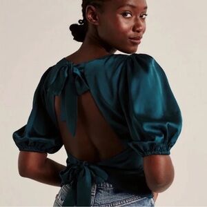 Abercrombie & Fitch Emerald Bow Back Blouse